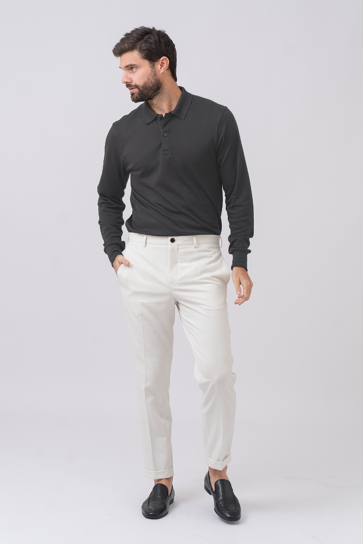 Premium Pima Long Sleeve Polo Shirt