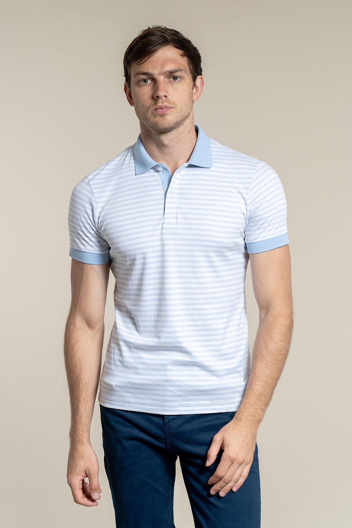Striped Polo Shirt Celeste