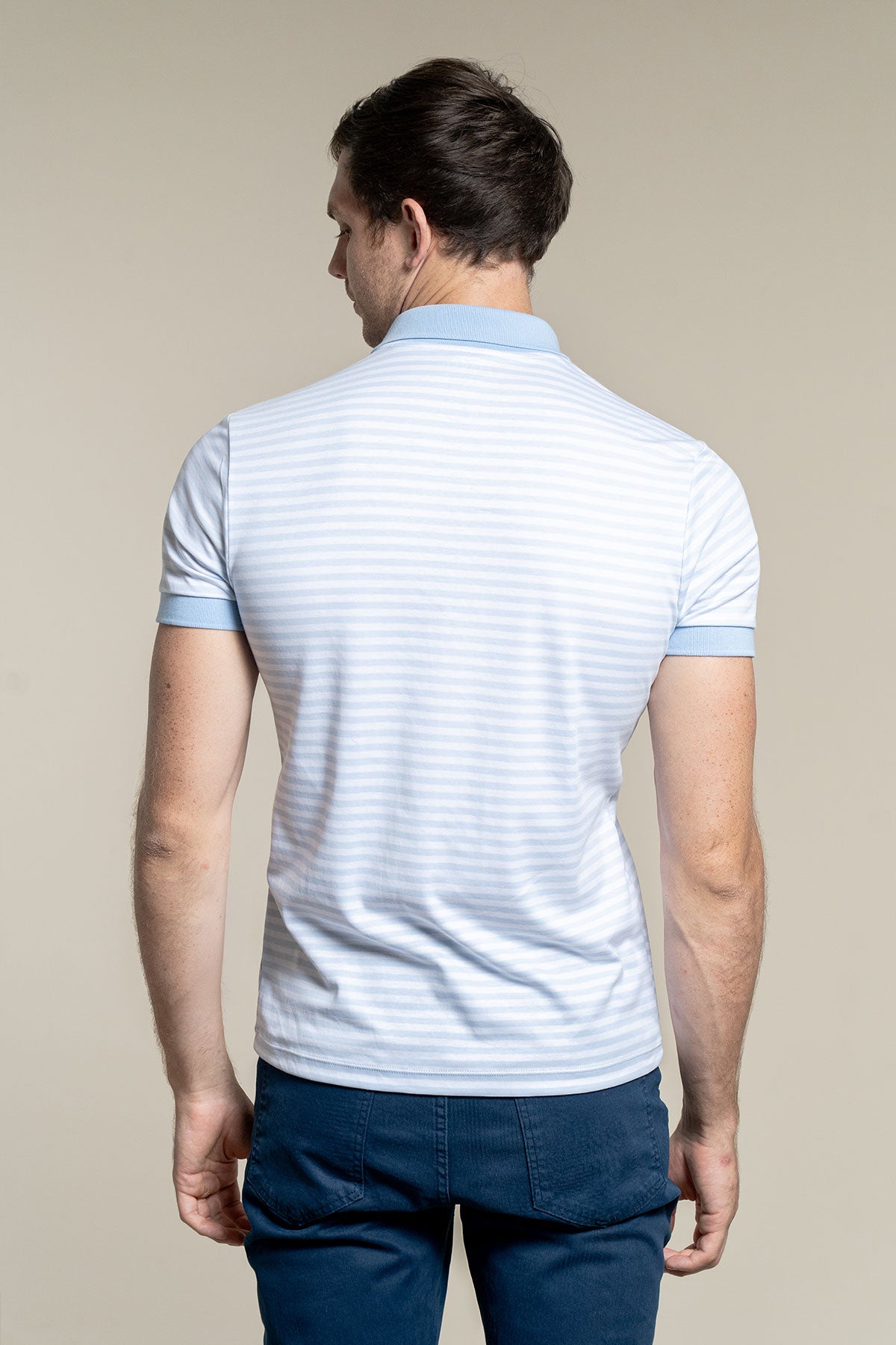Striped Polo Shirt Celeste