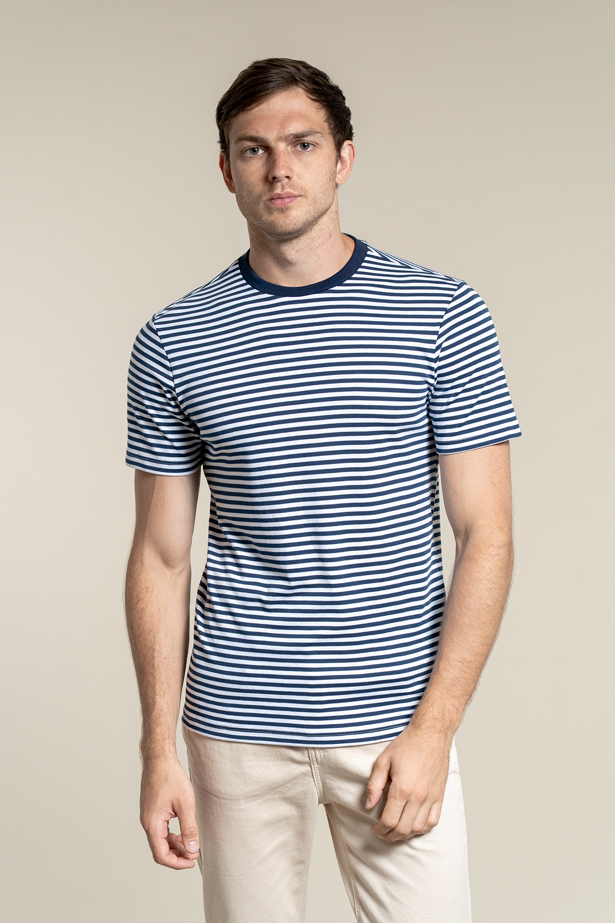Striped Crew Neck Navy Blue