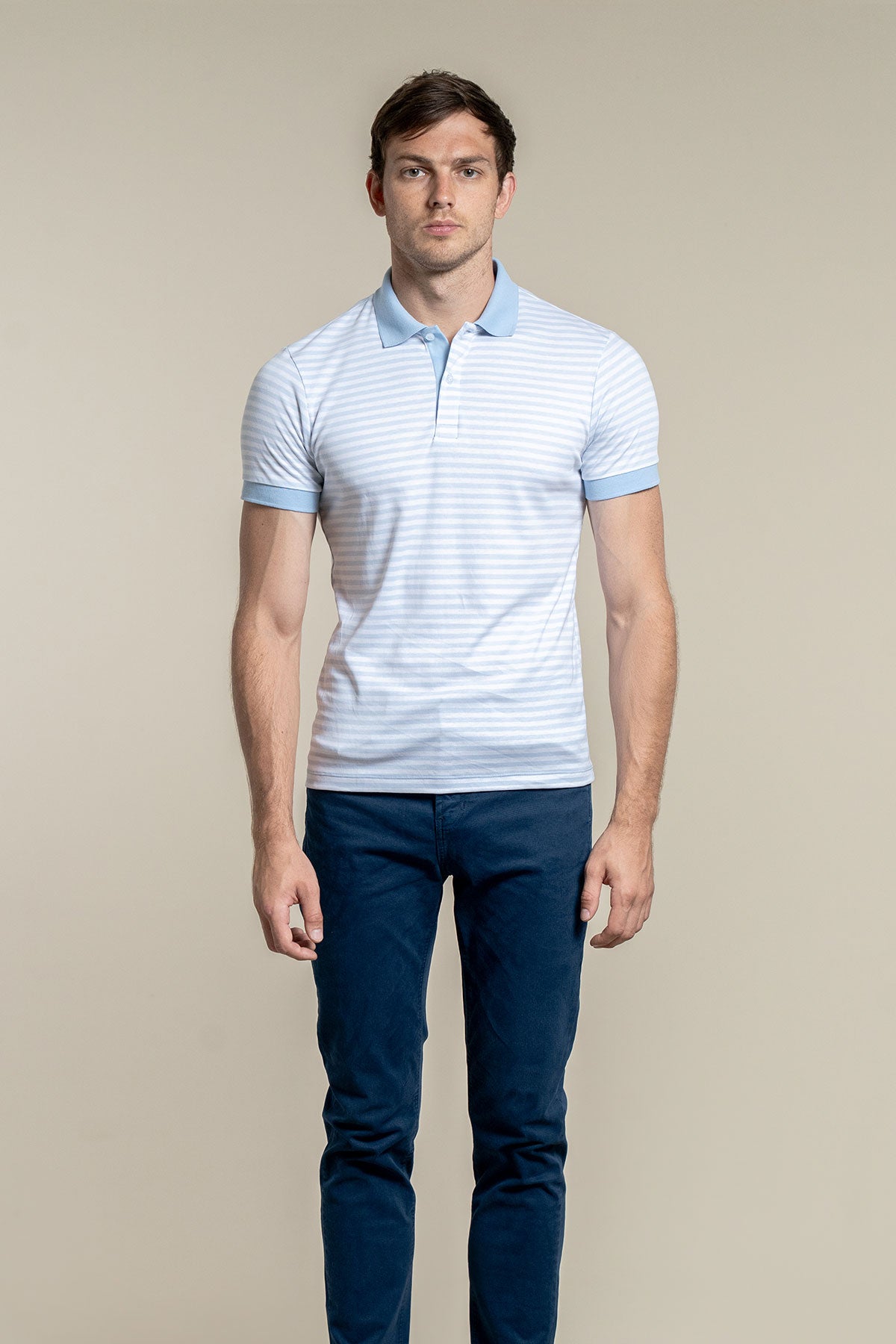 Striped Polo Shirt Celeste