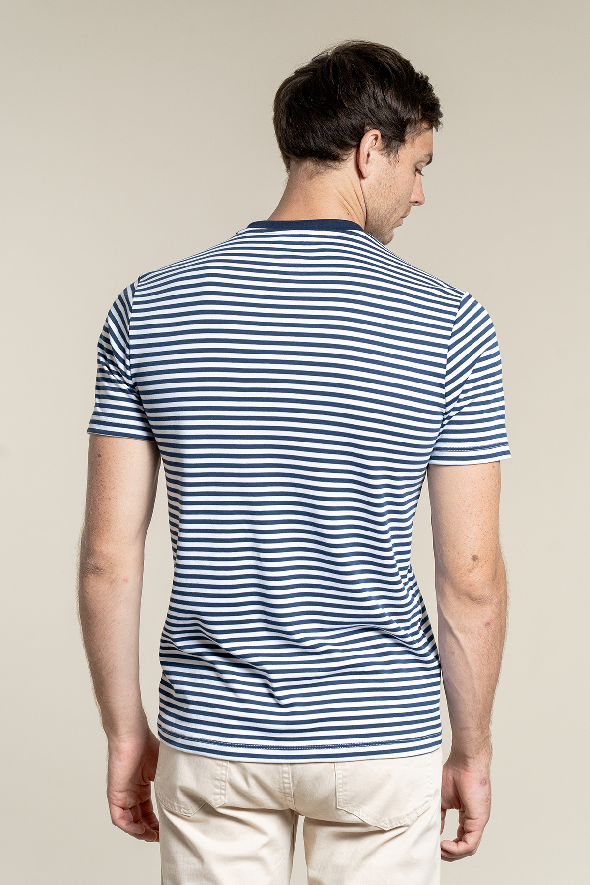 Striped Crew Neck Navy Blue