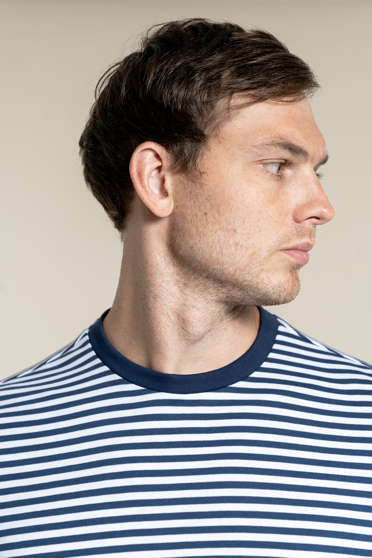 Striped Crew Neck Navy Blue