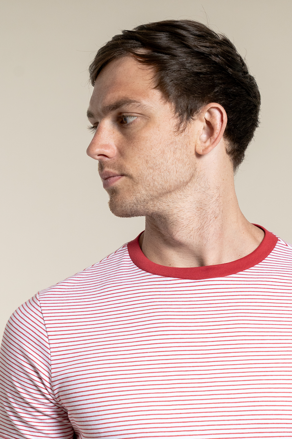 Striped Crew Neck Rojo